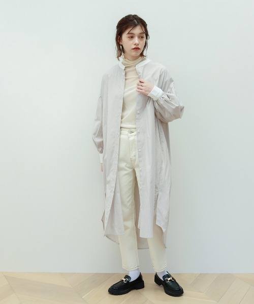 Birthday room（バースデイルーム）の「ストライプ配色ワンピース（シャツワンピース・レディース・ベージュ/レッド/ブルー/ネイビー・FREE）」の6枚目の写真