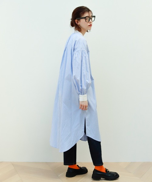 Birthday room（バースデイルーム）の「ストライプ配色ワンピース（シャツワンピース・レディース・ベージュ/レッド/ブルー/ネイビー・FREE）」の22枚目の写真