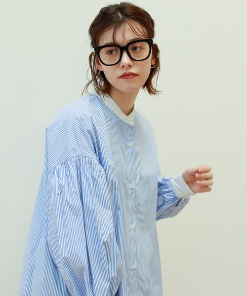 Birthday room（バースデイルーム）の「ストライプ配色ワンピース（シャツワンピース・レディース・ベージュ/レッド/ブルー/ネイビー・FREE）」の7枚目の写真