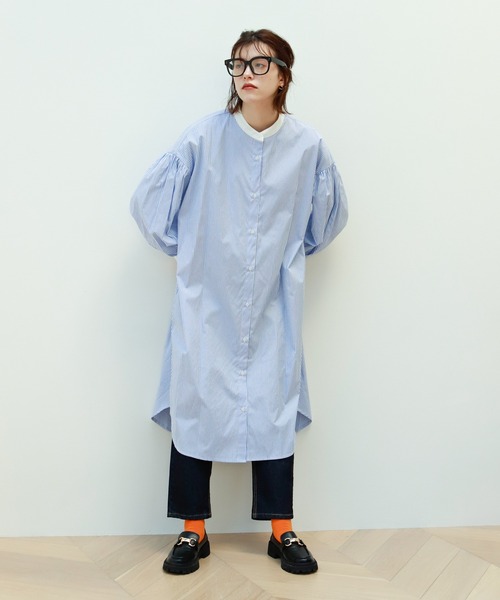 Birthday room（バースデイルーム）の「ストライプ配色ワンピース（シャツワンピース・レディース・ベージュ/レッド/ブルー/ネイビー・FREE）」の19枚目の写真