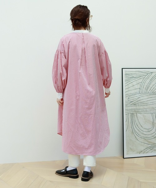 Birthday room（バースデイルーム）の「ストライプ配色ワンピース（シャツワンピース・レディース・ベージュ/レッド/ブルー/ネイビー・FREE）」の12枚目の写真