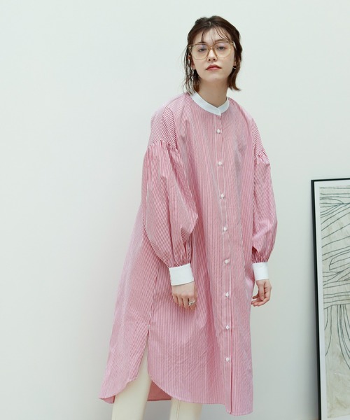 Birthday room（バースデイルーム）の「ストライプ配色ワンピース（シャツワンピース・レディース・ベージュ/レッド/ブルー/ネイビー・FREE）」の16枚目の写真