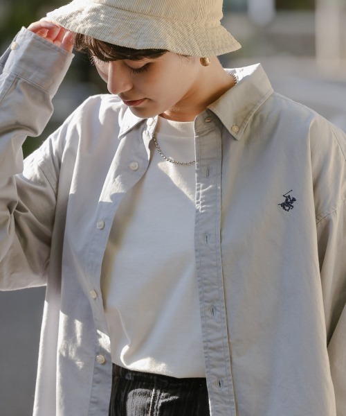 BEVERLY HILLS POLO CLUB（ビバリーヒルズポロクラブ）の「＜Beverlyhill's POLO CLUB＞刺繍オックスフォード/ビッグシャツ/235863（シャツ/ブラウス・メンズ・ホワイト/ブラック/ライトブルー/ベージュ/ネイビー・LARGE/X-LARGE）」の4枚目の写真