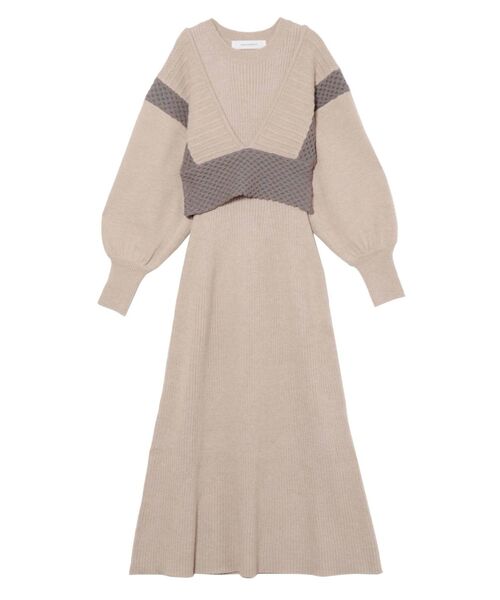 LAGUNAMOON（ラグナムーン）の「ベストレイヤードニットワンピース（ワンピース・レディース・アイボリー/ライトブルー/ベージュ・SMALL/MEDIUM）」の8枚目の写真