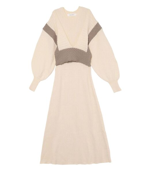 LAGUNAMOON（ラグナムーン）の「ベストレイヤードニットワンピース（ワンピース・レディース・アイボリー/ライトブルー/ベージュ・SMALL/MEDIUM）」の5枚目の写真