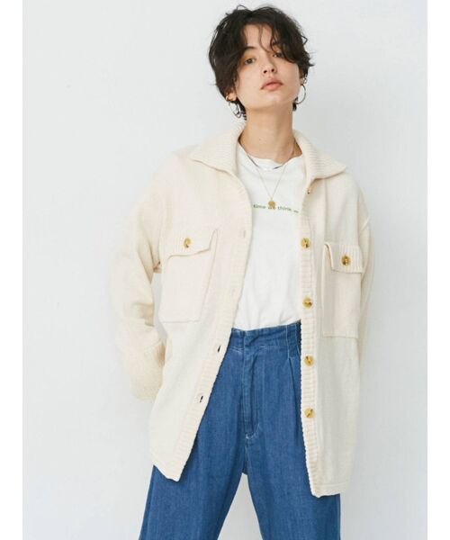 Ungrid（アングリッド）の「シャツデザインニットカーデ（カーディガン/ボレロ・レディース・チャコールグレー/イエロー/アイボリー・FREE）」の9枚目の写真