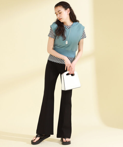 Ray BEAMS（レイビームス）の「Ray BEAMS / チェッカー プリント ハーフスリーブ Tシャツ（Tシャツ/カットソー・レディース・ブラック/イエロー系その他5・ONE SIZE）」の18枚目の写真