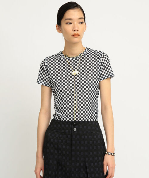 Ray BEAMS（レイビームス）の「Ray BEAMS / チェッカー プリント ハーフスリーブ Tシャツ（Tシャツ/カットソー・レディース・ブラック/イエロー系その他5・ONE SIZE）」の17枚目の写真