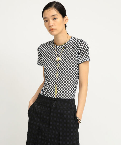 Ray BEAMS（レイビームス）の「Ray BEAMS / チェッカー プリント ハーフスリーブ Tシャツ（Tシャツ/カットソー・レディース・ブラック/イエロー系その他5・ONE SIZE）」の16枚目の写真