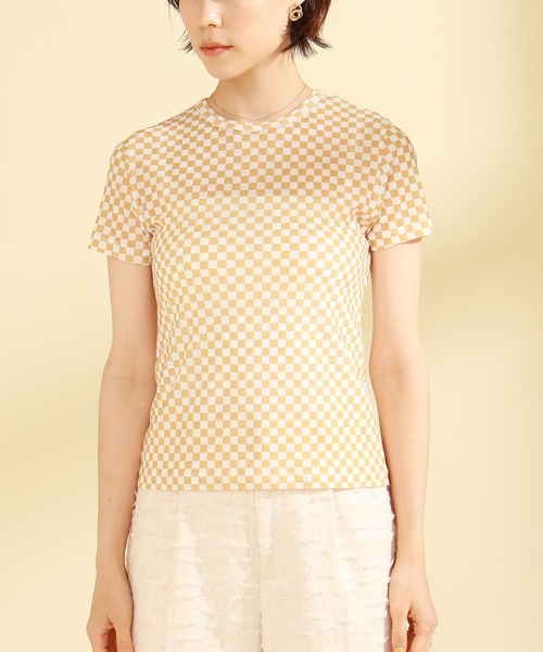 Ray BEAMS（レイビームス）の「Ray BEAMS / チェッカー プリント ハーフスリーブ Tシャツ（Tシャツ/カットソー・レディース・ブラック/イエロー系その他5・ONE SIZE）」の8枚目の写真