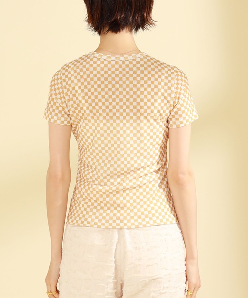 Ray BEAMS（レイビームス）の「Ray BEAMS / チェッカー プリント ハーフスリーブ Tシャツ（Tシャツ/カットソー・レディース・ブラック/イエロー系その他5・ONE SIZE）」の10枚目の写真