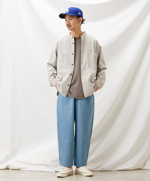 JOURNAL STANDARD relume(ジャーナルスタンダード レリューム)の「TR STRECH バンドカラーシャツジャケット(シャツ/ブラウス・メンズ・ブラック/ブラウン/グレー・MEDIUM/LARGE)」の4枚目の写真