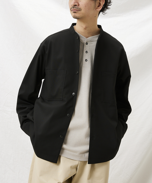 JOURNAL STANDARD relume(ジャーナルスタンダード レリューム)の「TR STRECH バンドカラーシャツジャケット(シャツ/ブラウス・メンズ・ブラック/ブラウン/グレー・MEDIUM/LARGE)」の12枚目の写真