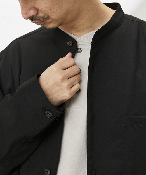 JOURNAL STANDARD relume(ジャーナルスタンダード レリューム)の「TR STRECH バンドカラーシャツジャケット(シャツ/ブラウス・メンズ・ブラック/ブラウン/グレー・MEDIUM/LARGE)」の13枚目の写真