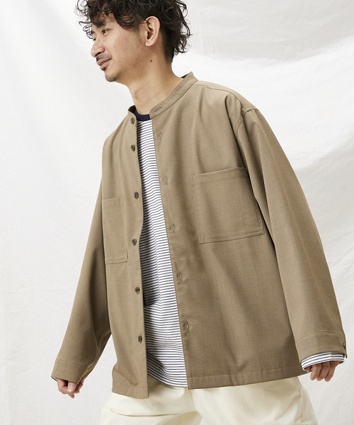 JOURNAL STANDARD relume(ジャーナルスタンダード レリューム)の「TR STRECH バンドカラーシャツジャケット(シャツ/ブラウス・メンズ・ブラック/ブラウン/グレー・MEDIUM/LARGE)」の16枚目の写真