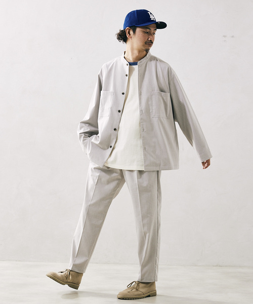 JOURNAL STANDARD relume(ジャーナルスタンダード レリューム)の「TR STRECH バンドカラーシャツジャケット(シャツ/ブラウス・メンズ・ブラック/ブラウン/グレー・MEDIUM/LARGE)」の17枚目の写真