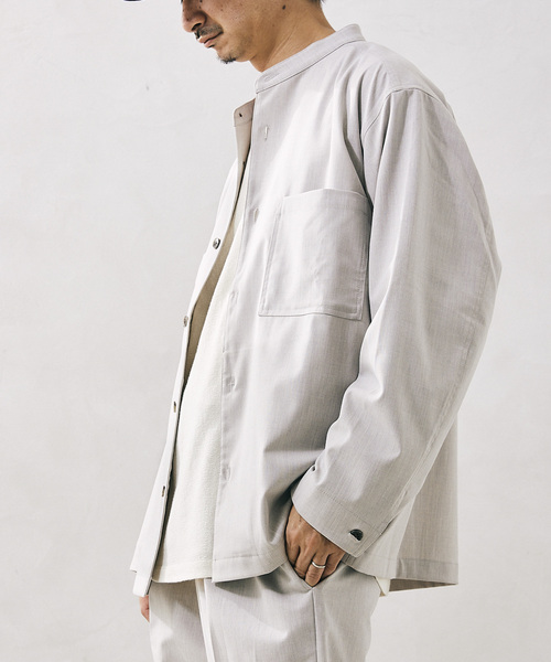 JOURNAL STANDARD relume(ジャーナルスタンダード レリューム)の「TR STRECH バンドカラーシャツジャケット(シャツ/ブラウス・メンズ・ブラック/ブラウン/グレー・MEDIUM/LARGE)」の22枚目の写真