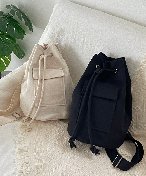etade（エタード）の「【etade】canvas bucket bag etda22s003（バックパック/リュック・レディース・ブラック/オフホワイト・FREE）」の15枚目の写真