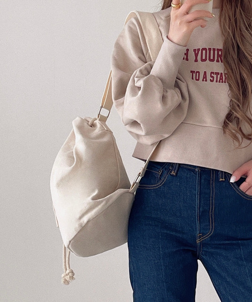 etade（エタード）の「【etade】canvas bucket bag etda22s003（バックパック/リュック・レディース・ブラック/オフホワイト・FREE）」の5枚目の写真