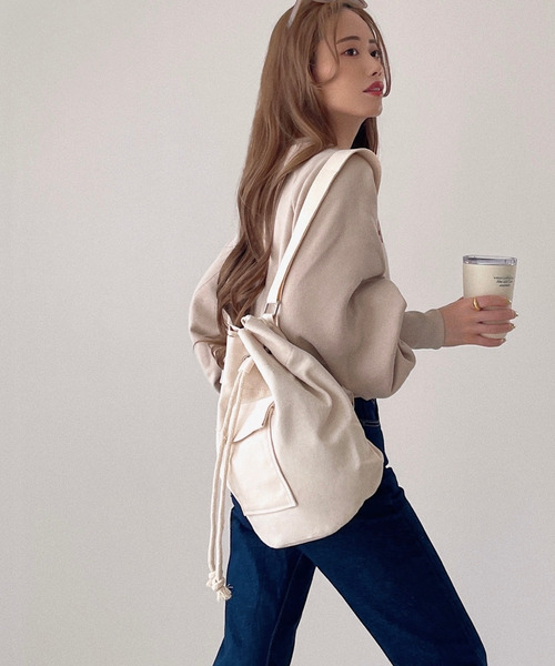 etade（エタード）の「【etade】canvas bucket bag etda22s003（バックパック/リュック・レディース・ブラック/オフホワイト・FREE）」の4枚目の写真