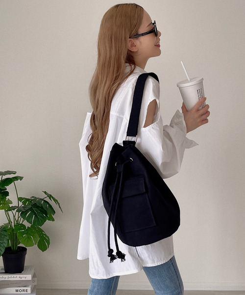 etade（エタード）の「【etade】canvas bucket bag etda22s003（バックパック/リュック・レディース・ブラック/オフホワイト・FREE）」の14枚目の写真