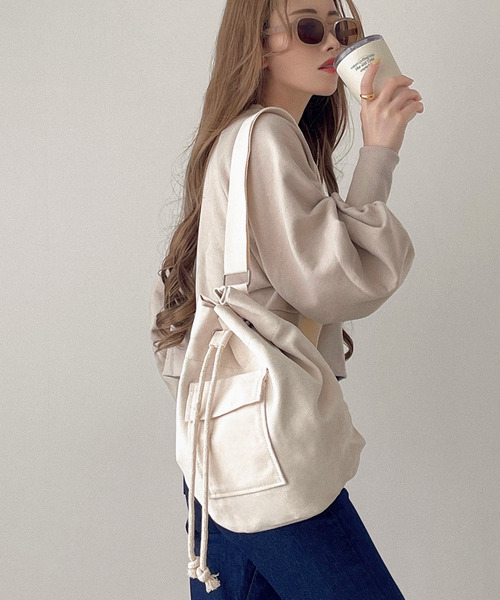 etade（エタード）の「【etade】canvas bucket bag etda22s003（バックパック/リュック・レディース・ブラック/オフホワイト・FREE）」の6枚目の写真