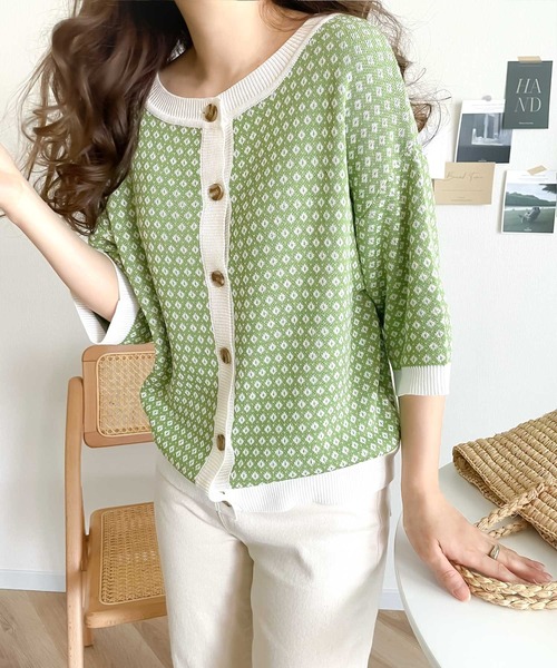 classicalelf（クラシカルエルフ）の「一目惚れ、2wayジャガードニットカーディガン（カーディガン/ボレロ・レディース・ブラック/ベージュ/パープル/ブルー/グリーン/キャメル・SMALL/MEDIUM/LARGE/X-LARGE）」の14枚目の写真