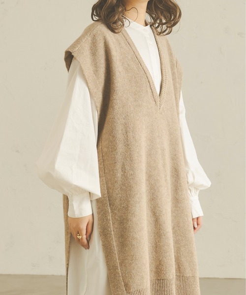 Ambre Neige(アンブルネージュ)の「袖ボリュームバンドカラーワンピース/【WEB/EC限定商品】(シャツワンピース・レディース・ダークブラウン/オフホワイト/ライトブラウン・FREE)」の8枚目の写真