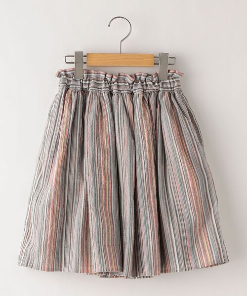 SHIPS（シップス）の「SHIPS KIDS:リバーシブル ストライプ ギャザー スカート(140～150cm)（スカート・キッズ・ライトグレー/ブラウン系その他・140/150）」の2枚目の写真