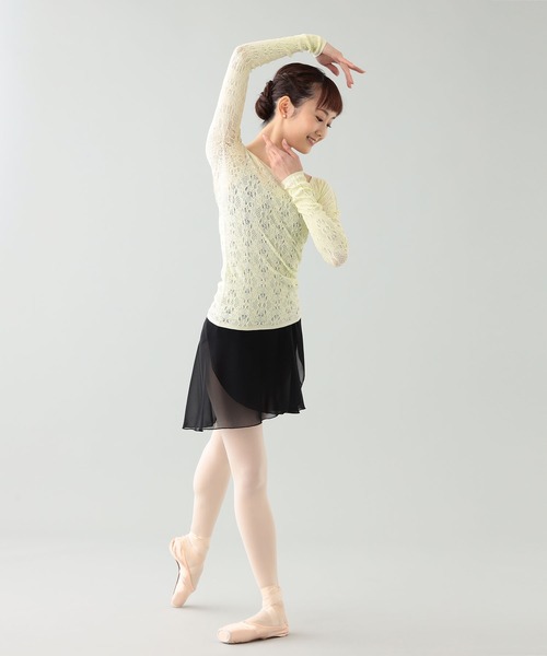 Chacott ノーソーイングニット フラワーレース長袖ニットトップ　チャコット Chacott ノーソーイングニット フラワーレース長袖ニットトップ