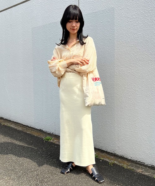 SHENERY（シーナリー）の「【WEB限定カラー：オレンジ】リブロングスカート（スカート・レディース・ブラック/オレンジ/グリーン/アイボリー/ライトグレー/ピンク・FREE）」の13枚目の写真