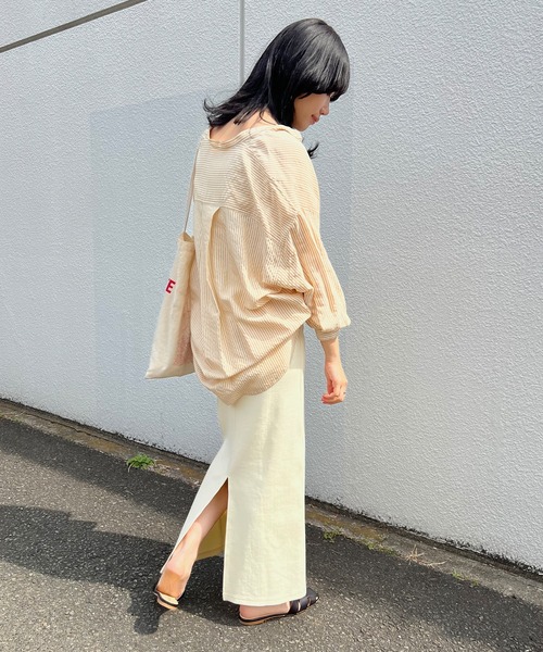 SHENERY（シーナリー）の「【WEB限定カラー：オレンジ】リブロングスカート（スカート・レディース・ブラック/オレンジ/グリーン/アイボリー/ライトグレー/ピンク・FREE）」の16枚目の写真