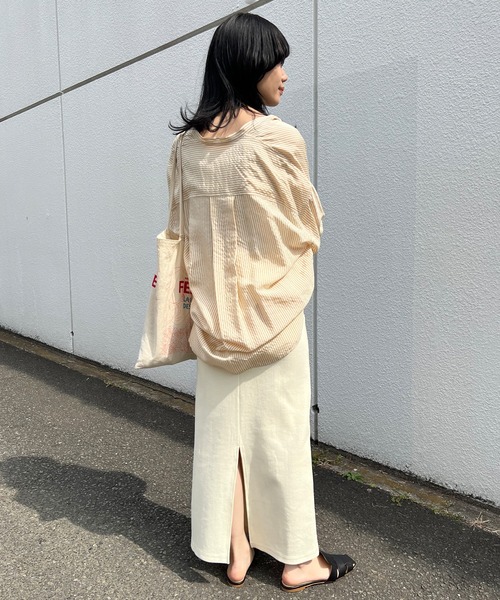 SHENERY（シーナリー）の「【WEB限定カラー：オレンジ】リブロングスカート（スカート・レディース・ブラック/オレンジ/グリーン/アイボリー/ライトグレー/ピンク・FREE）」の17枚目の写真