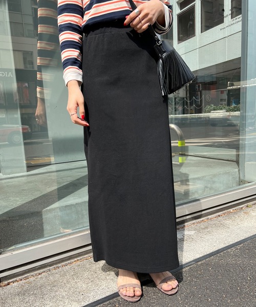 SHENERY（シーナリー）の「【WEB限定カラー：オレンジ】リブロングスカート（スカート・レディース・ブラック/オレンジ/グリーン/アイボリー/ライトグレー/ピンク・FREE）」の18枚目の写真