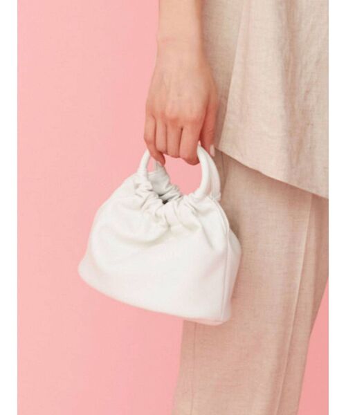 Ungrid（アングリッド）の「ギャザーハンドミニバッグ（ハンドバッグ・レディース・ブラック/オフホワイト/ピンク/イエロー/オレンジ・FREE）」の2枚目の写真