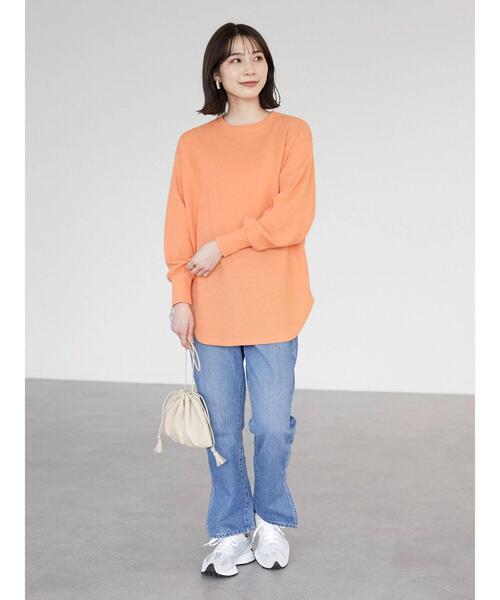 Green　Parks（グリーンパークス）の「カラーワッフルロンT（Tシャツ/カットソー・レディース・オレンジ/ブルー/ピンク・FREE）」の4枚目の写真