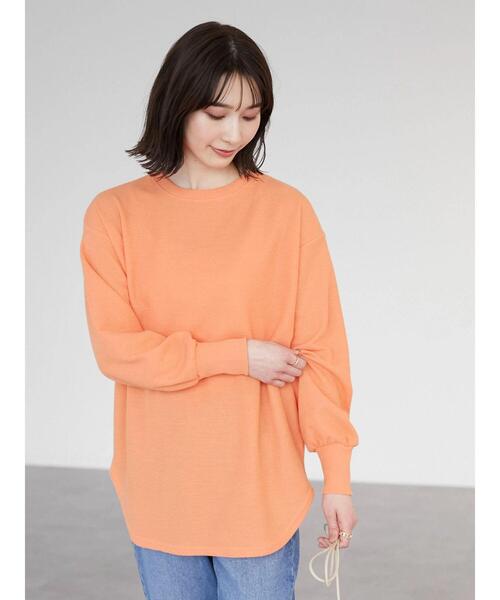Green　Parks（グリーンパークス）の「カラーワッフルロンT（Tシャツ/カットソー・レディース・オレンジ/ブルー/ピンク・FREE）」の7枚目の写真
