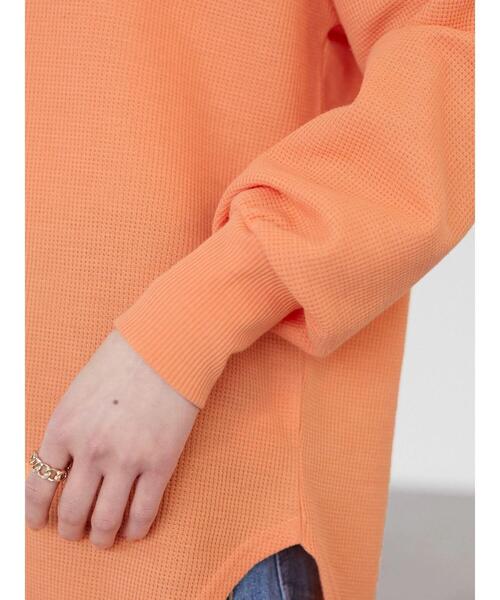 Green　Parks（グリーンパークス）の「カラーワッフルロンT（Tシャツ/カットソー・レディース・オレンジ/ブルー/ピンク・FREE）」の10枚目の写真