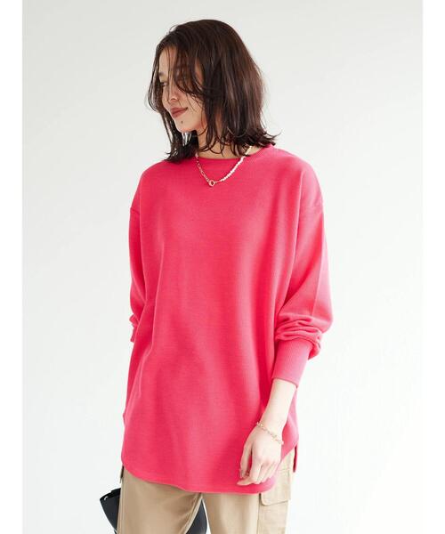 Green　Parks（グリーンパークス）の「カラーワッフルロンT（Tシャツ/カットソー・レディース・オレンジ/ブルー/ピンク・FREE）」の15枚目の写真