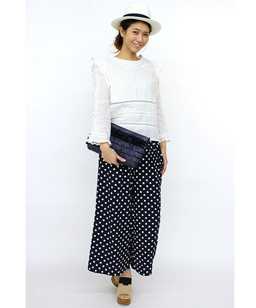 mystic（ミスティック）の「ピンタック長袖フリルブラウス（シャツ/ブラウス・レディース・オフホワイト/ブラック/ブルー/ピンク/エメラルド・FREE）」の8枚目の写真