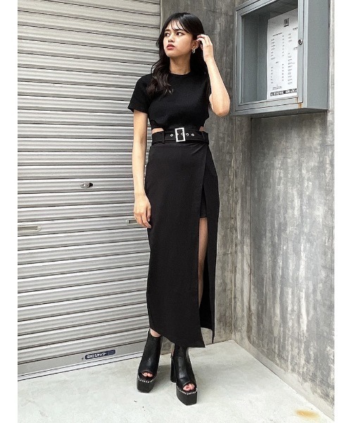 ENVYM（アンビー）の「スリットロングポンチＳＫ（スカート・レディース・ブラック・FREE）」の4枚目の写真