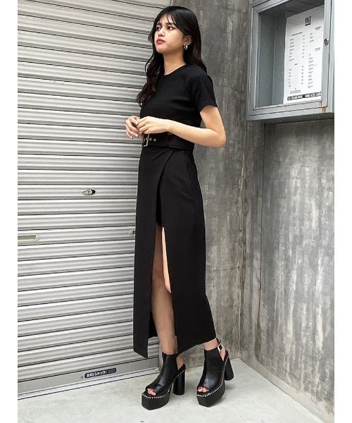 ENVYM（アンビー）の「スリットロングポンチＳＫ（スカート・レディース・ブラック・FREE）」の5枚目の写真