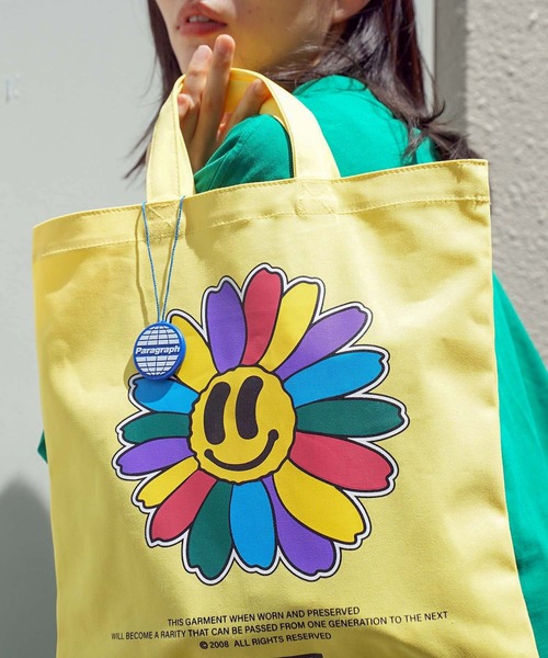 Paragraph（パラグラフ）の「【PARAGRAPH/ パラグラフ】キャンバス トートバッグ   CANVAS TOTE BAG（トートバッグ・メンズ・イエロー/ライトグリーン/ネイビー/アイボリー・FREE）」の4枚目の写真