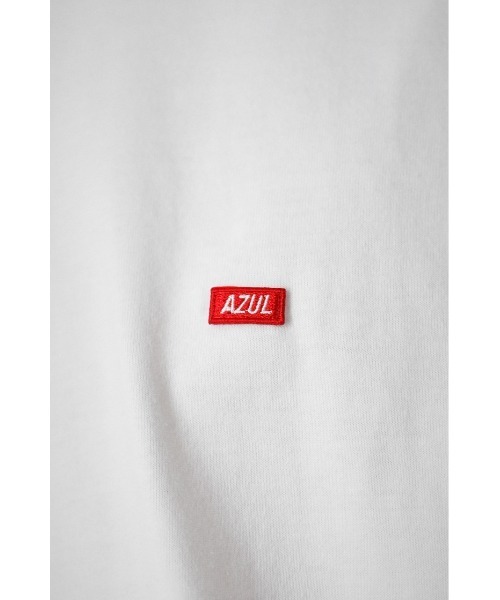 AZUL by moussy(アズールバイマウジー)の「AZUL BOX LOGO TEE/アズールボックスロゴTシャツ(Tシャツ/カットソー・メンズ・ホワイト/ライトブルー/ブラック・MEDIUM/SMALL/LARGE)」の14枚目の写真