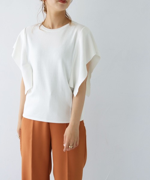 HER CLOSET(ハークローゼット)の「【cheriella】WEB限定フレアスリーブニットプルオーバー(ニット/セーター・レディース・ホワイト/ブラック/ピンク/ブルー/ライトグリーン・M)」の2枚目の写真