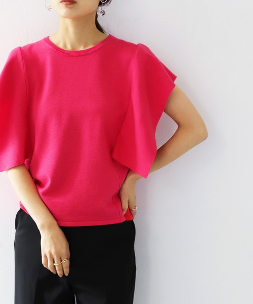 HER CLOSET(ハークローゼット)の「【cheriella】WEB限定フレアスリーブニットプルオーバー(ニット/セーター・レディース・ホワイト/ブラック/ピンク/ブルー/ライトグリーン・M)」の5枚目の写真