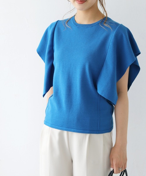 HER CLOSET(ハークローゼット)の「【cheriella】WEB限定フレアスリーブニットプルオーバー(ニット/セーター・レディース・ホワイト/ブラック/ピンク/ブルー/ライトグリーン・M)」の1枚目の写真