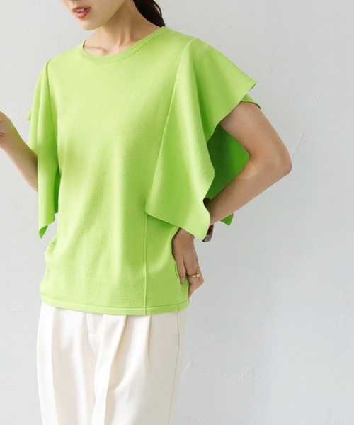 HER CLOSET(ハークローゼット)の「【cheriella】WEB限定フレアスリーブニットプルオーバー(ニット/セーター・レディース・ホワイト/ブラック/ピンク/ブルー/ライトグリーン・M)」の4枚目の写真