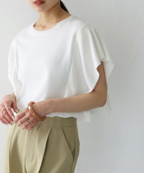 HER CLOSET(ハークローゼット)の「【cheriella】WEB限定フレアスリーブニットプルオーバー(ニット/セーター・レディース・ホワイト/ブラック/ピンク/ブルー/ライトグリーン・M)」の6枚目の写真