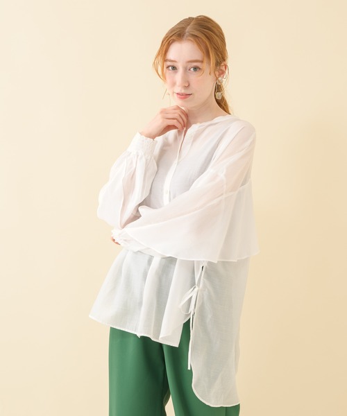 Paradise Picnic（パラダイスピクニック）の「シアーサテンヨークフリルブラウス（シャツ/ブラウス・レディース・ホワイト/イエロー・FREE）」の9枚目の写真